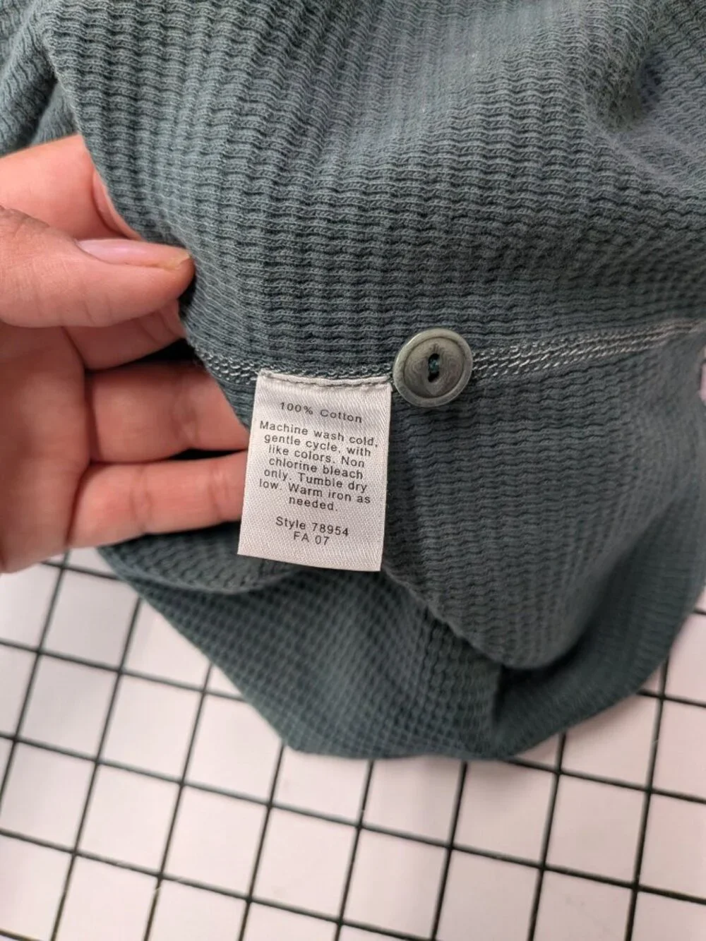 J.Crew Waffle Knit Henley Thermal Long Sleeve Minimalist Outdoor Workwear XLarge